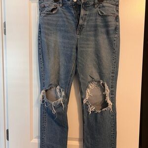 American Eagle Outfitters Ripped High Rise Ankle Straight Jeans Women’s 16